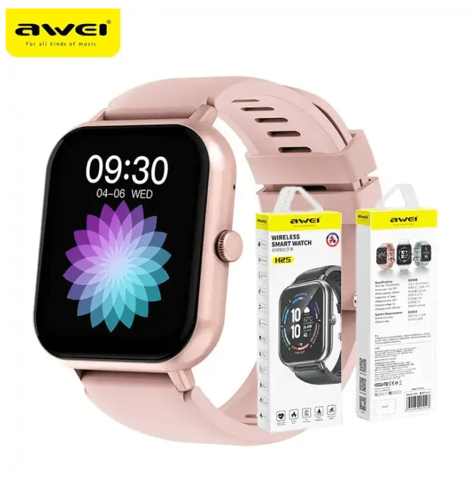 Awei H25 Multifunctional Smart Watch Men Women Bluetooth Connected Phone Call Fitness Sports Bracelet Body Health Monitoring -pink