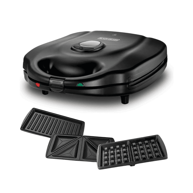 Black+Decker 1400w 2-In-1 4 Slice Sandwich Maker & Grill With Interchangeable Plate