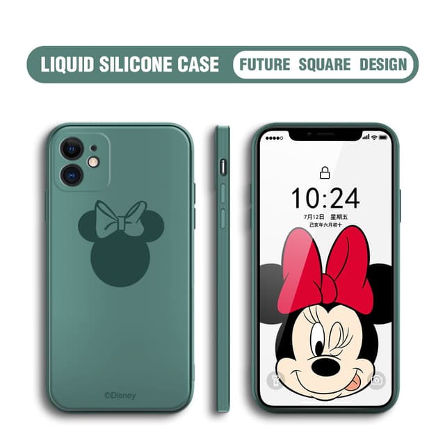كفر ايفون 12 برو سيليكون بتصميم ميني ميكي بلون اخضر من ديزني Disney Iphone 12 Pro Silicone Case – Minnie Mickey – Green