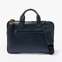 Genuine Leather 14 Inch Laptop Messenger Bag For Unisex I Padded Laptop Compartment I Carry Handles With Adjustable Strap Blue