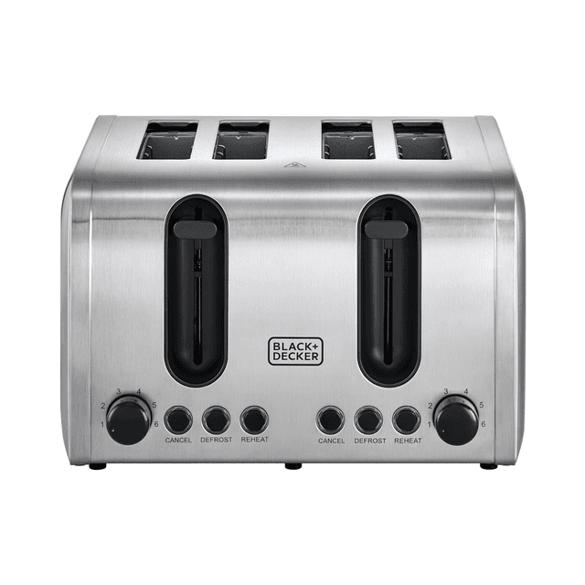 Black+Decker 4 Slice Stainless Steel Toaster, Silver - Et444-B5