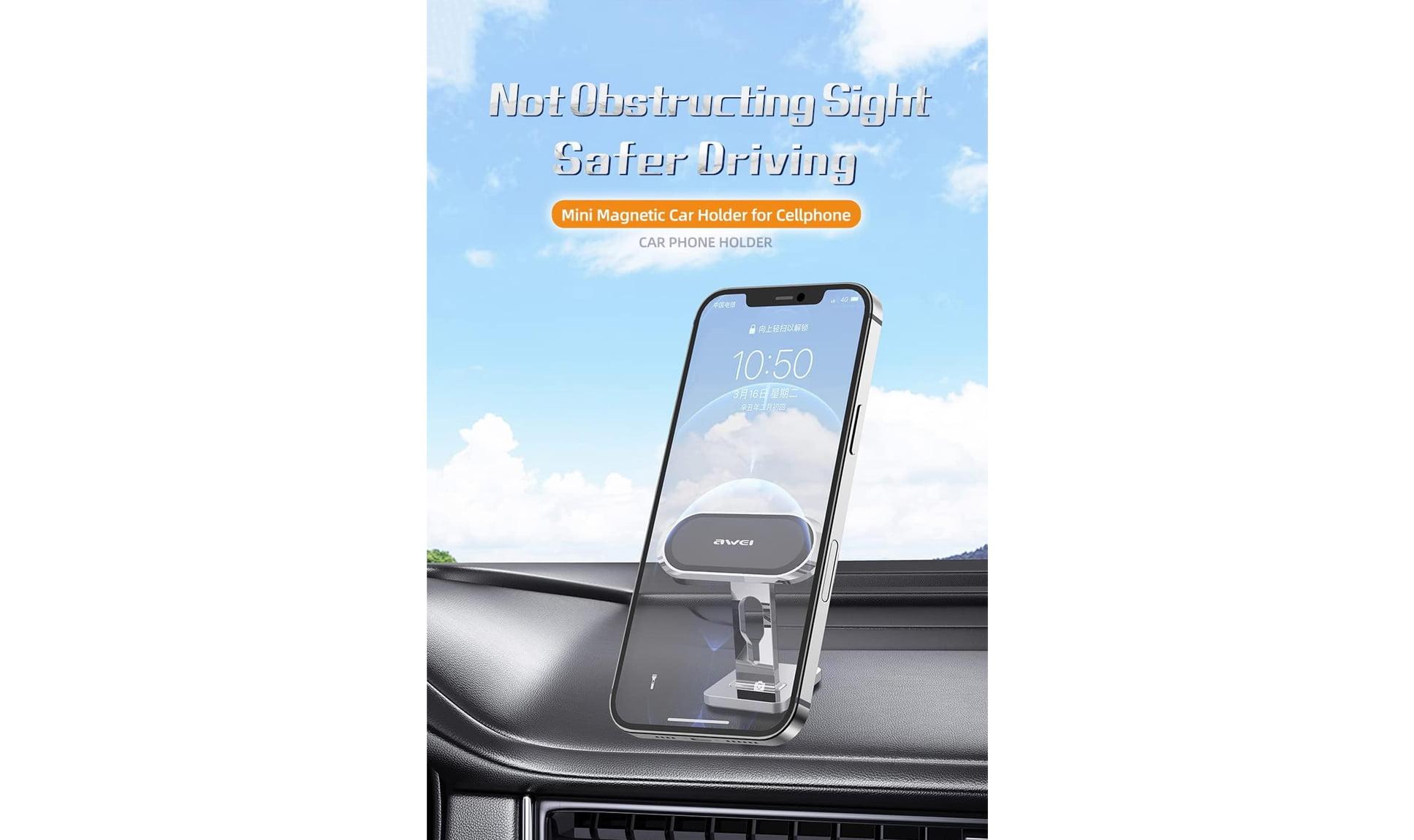 Awei X19 Magnetic 360 Degree Car Phone Holder – Silver