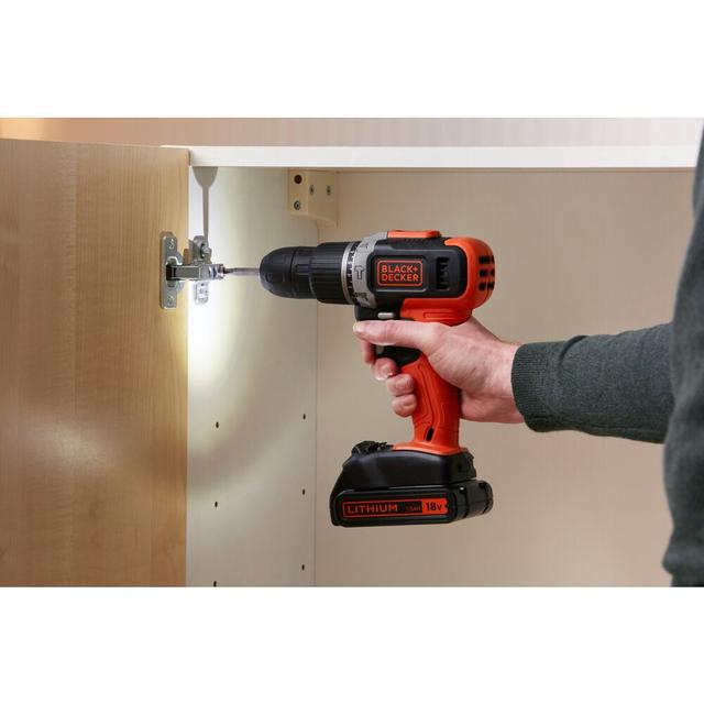 Black+Decker Combi Hammer Drill With 2 Batteries In Kitbox For Metal, Wod & Masonry Drilling & Screwdriving/Fastening - SW1hZ2U6MzIzODM0Ng==