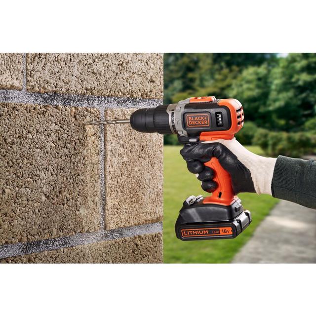 Black+Decker Combi Hammer Drill With 2 Batteries In Kitbox For Metal, Wod & Masonry Drilling & Screwdriving/Fastening - SW1hZ2U6MzIzODM0OA==