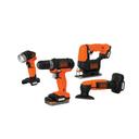 مجموعة دريل كهربائي صغير مع منشار خشب وجهاز صنفرة الخشب مع بطارية بلاك اند ديكر Black+Decker Gopak 4 Tool Cordless Combo Kit