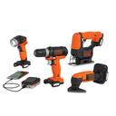 مجموعة دريل كهربائي صغير مع منشار خشب وجهاز صنفرة الخشب مع بطارية بلاك اند ديكر Black+Decker Gopak 4 Tool Cordless Combo Kit