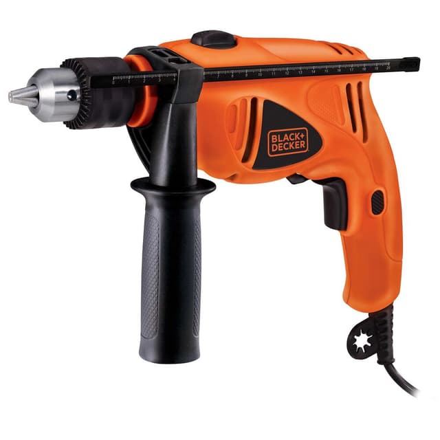 دريل كهربائي 550 واط 13 مم بلاك اند ديكر Black+Decker 550w 13mm Electric Hammer Percussion Drill With Depth Stop Gauge