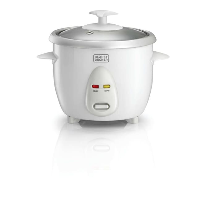طباخة الأرز الكهربائية سعة 60 ملي لتر 350 واط أبيض بلاك اند ديكر Black+Decker 0.6 L/ 2.5 Cup Rice Cooker