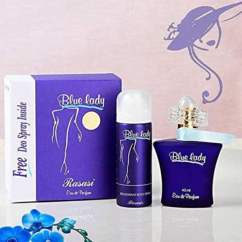 عطر بلو ليدي الرصاصي مع ديودرانت 40/50 مل الرصاصي Rasasi Blue Lady With Deo Spray