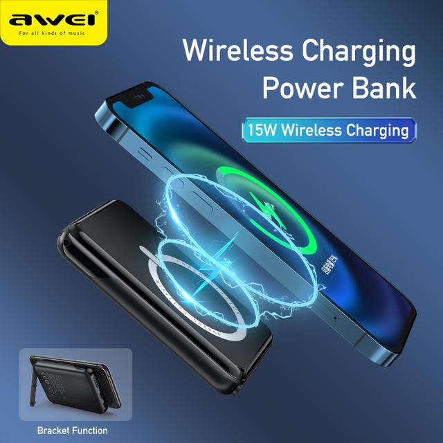 Awei P118k Wireless Charging Portable Power Bank 5000 Mah - Black