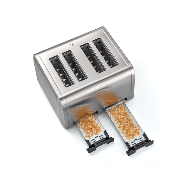 Black+Decker 4 Slice Stainless Steel Toaster, Silver - Et444-B5