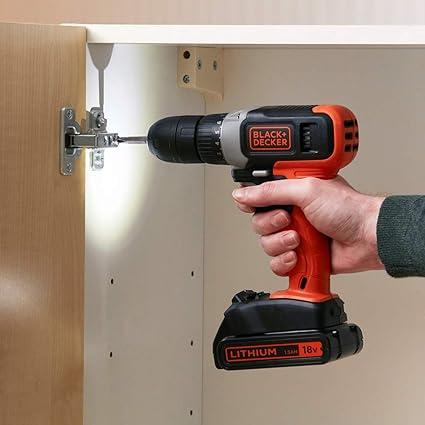 Black+Decker 18v 1.5ah Li-Ion Cordless Drill Driver For Wood Drilling & Screwdriving/Fastening, Orange/Black - SW1hZ2U6MzIzODI5Mw==