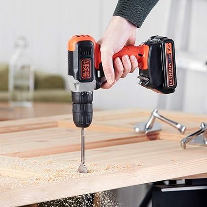 Black+Decker 18v 1.5ah Li-Ion Cordless Drill Driver For Wood Drilling & Screwdriving/Fastening, Orange/Black - SW1hZ2U6MzIzODI4OQ==