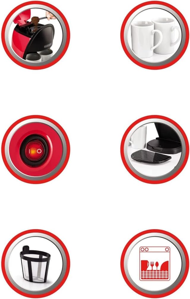 ماكينة اسبريسو اتوماتيكية لفنجانين بلاك آند ديكر BLACK&DECKER 2 Cups Coffee Maker Machine For Drip And Espresso