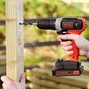 دريل كهربائي لا سلكي 600 دورة مع بطاريتين وقاعدة شحن بلاك اند ديكر Black+Decker Cordless Drill Driver With 2 Batteries And Charger In Kit Box