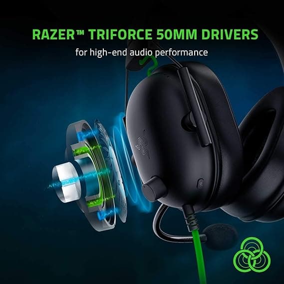 Razer Blackshark V2 X Gaming Headset: 7.1 Surround Sound, 50mm Drivers, Memory Foam Cushion, For Pc, Ps4, Ps5, Switch, Xbox One, Xbox Series X|S, Mobile, 3.5mm Audio Jack, Classic Black