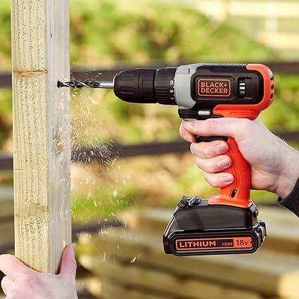 Black+Decker 18v 1.5ah Li-Ion Cordless Drill Driver For Wood Drilling & Screwdriving/Fastening, Orange/Black - SW1hZ2U6MzIzODI4Nw==