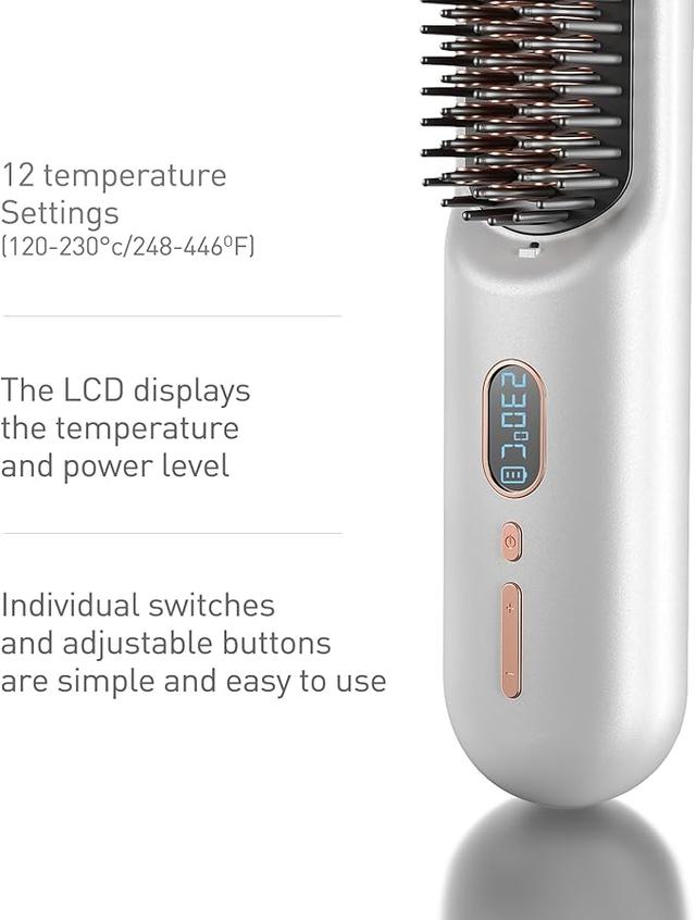 مشط حراري للشعر قابل للشحن 9600 مللي أمبير 230 درجة مئوية Cordless Hair Straightener Brush - SW1hZ2U6MzI0OTgxMA==