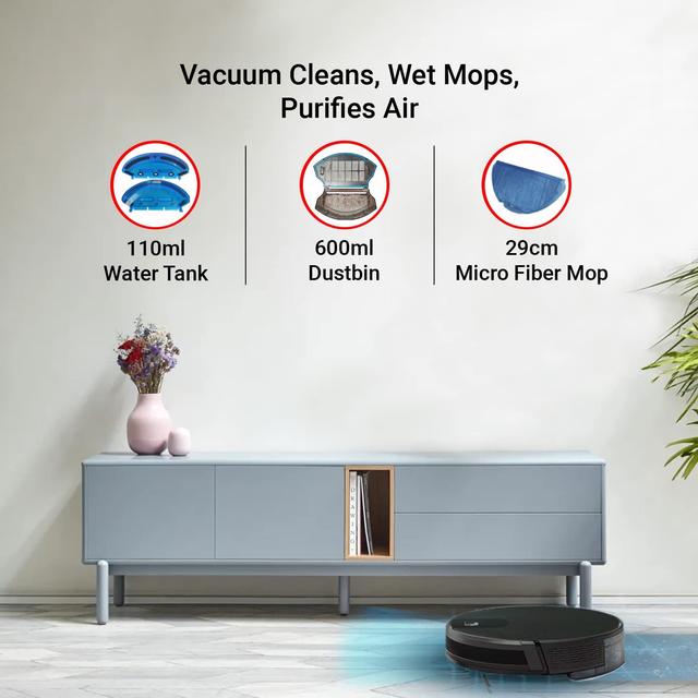 مكنسة ذكية للمسح والتكنيس 0.4 لتر ميلاجرو Milagrow Blackcat Wet Mopping Robotic Vacuum Cleaner - SW1hZ2U6MzIzODcxNQ==