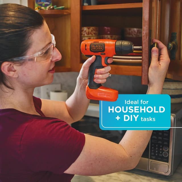 دريل مفك براغي لاسلكي 600 دورة بلاك اند ديكر Black+Decker Cordless Electric Compact Drill Driver For Screw Driving & Fastening