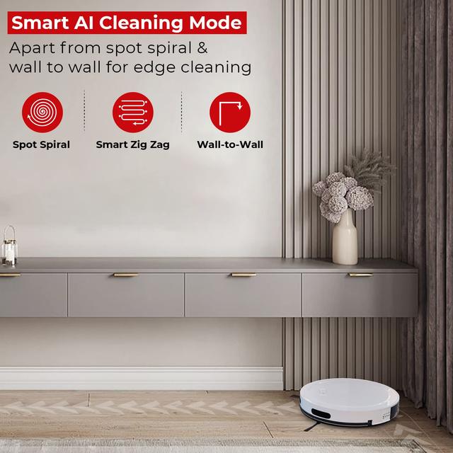 Milagrow Seagull Agua Full Wet & Dry Robotic Vacuum Cleaner, 100ml Water Tank, 1500pa Auto Boost Suction, Mapping, Scheduling, Self Charge, 3 Cleaning Modes, App & Remote Control (White) - SW1hZ2U6MzI0MTA3NA==