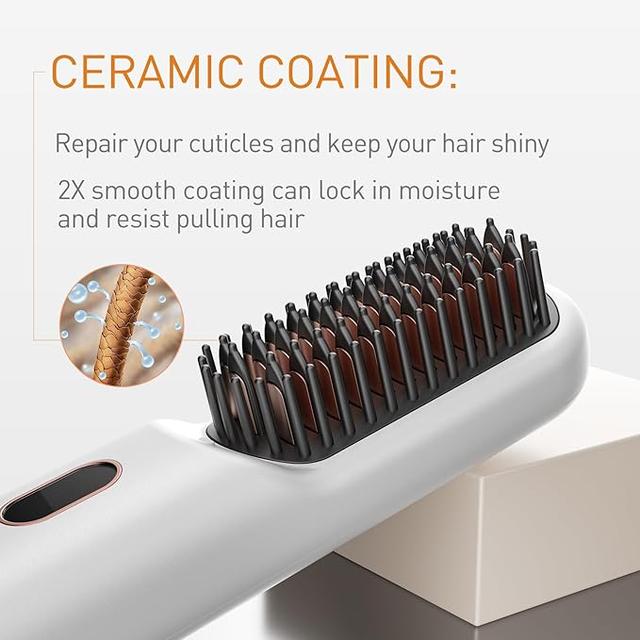 مشط حراري للشعر قابل للشحن 9600 مللي أمبير 230 درجة مئوية Cordless Hair Straightener Brush - SW1hZ2U6MzI0OTgxMg==