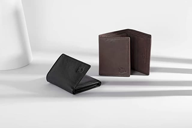 Flying Fossil Genuine Leather Hand-Crafted Wallet, Trifold Minimalist Leather Wallet