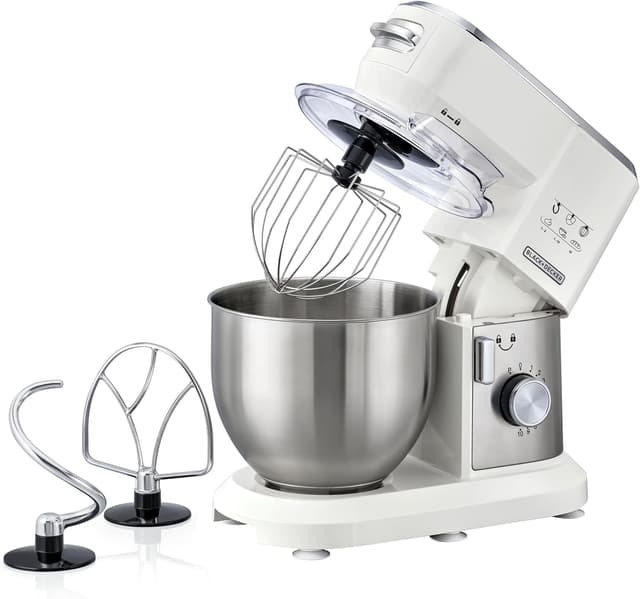 عجانة كهربائية 1000 واط 6 لتر عشر سرعات بلاك اند ديكر Black+Decker Multifunction Stand Mixer Kitchen Machine 1000w 6l Mkm100-B5