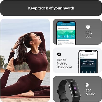 Fitbit Charge 5 Advanced Health & Fitness Tracker With Built-In Gps, Stress Management Tools, Sleep Tracking, 24/7 Heart Rate And More, Black