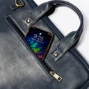 Genuine Leather 14 Inch Laptop Messenger Bag For Unisex I Padded Laptop Compartment I Carry Handles With Adjustable Strap Blue