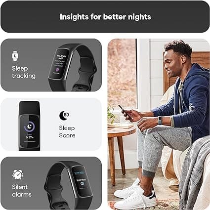 Fitbit Charge 5 Advanced Health & Fitness Tracker With Built-In Gps, Stress Management Tools, Sleep Tracking, 24/7 Heart Rate And More, Black
