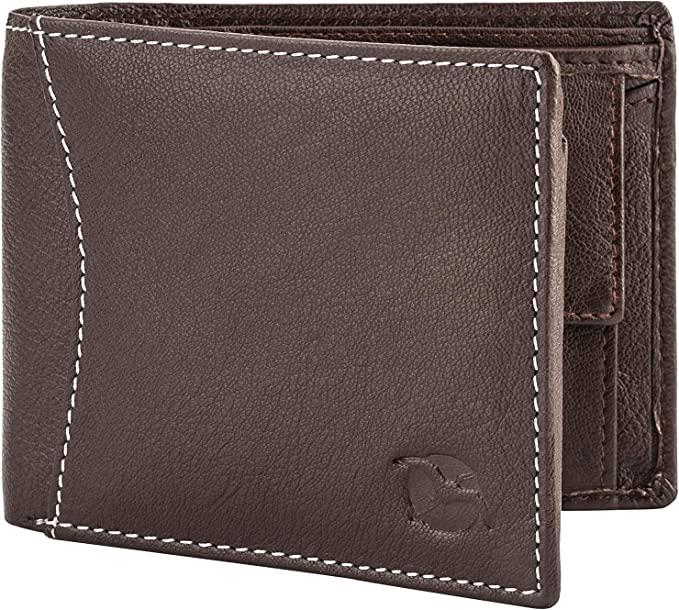 محفظه رجاليه صغيره جلد طبيعي فلاينغ فوسيل بني Flying Fossil Genuine Leather Hand-Crafted Wallet For Men Bifold Leather Wallet