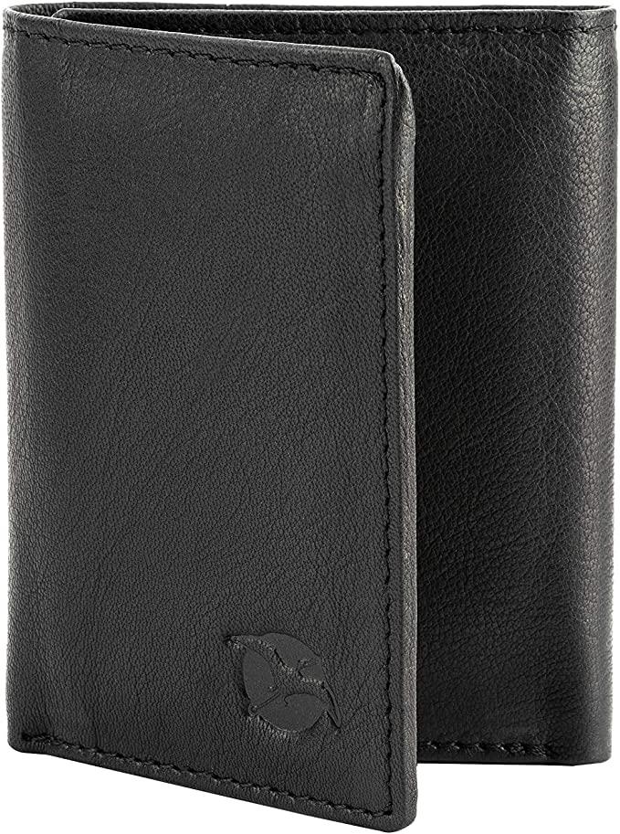 محفظة رجالية ثلاث طبقات جلد طبيعي فلاينغ فوسيل Flying Fossil Genuine Leather Hand-Crafted Trifold Minimalist Leather Wallet