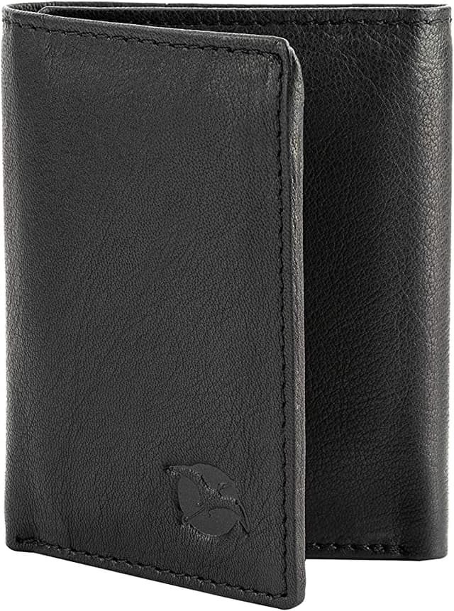 Flying Fossil Genuine Leather Hand-Crafted Wallet, Trifold Minimalist Leather Wallet