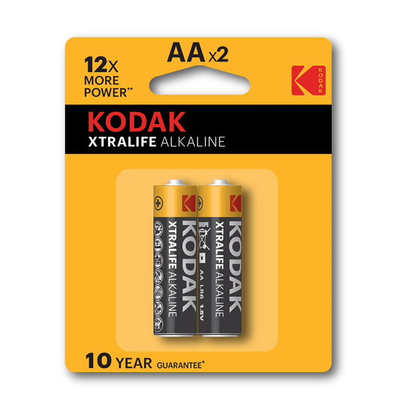 بطارية قلوية AA كوداك قطعتين Kodak Xtralife Alkaline Aa Batteries