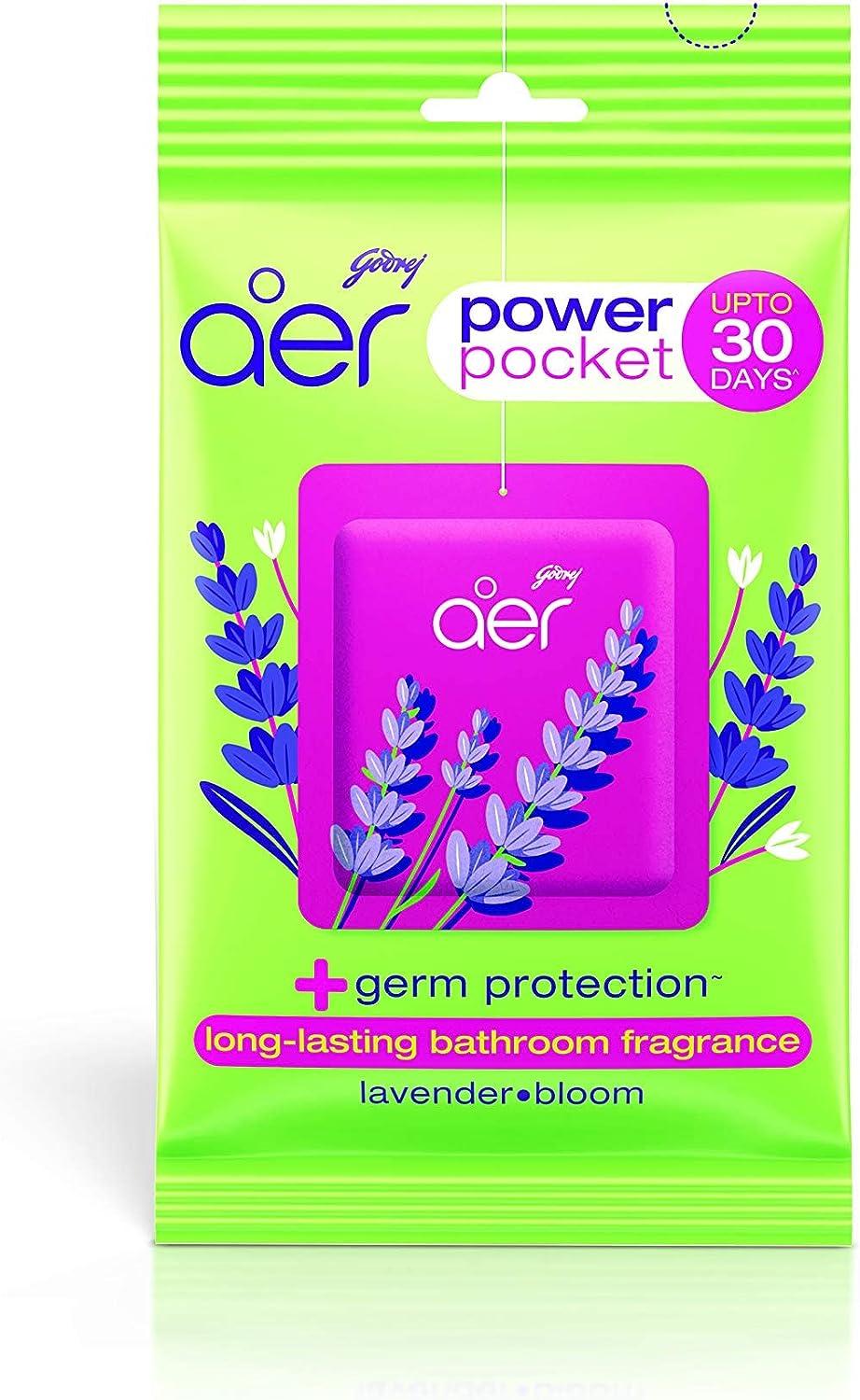 Godrej Aer Power Pocket Bathroom Fragrance, Lavender Bloom 10g