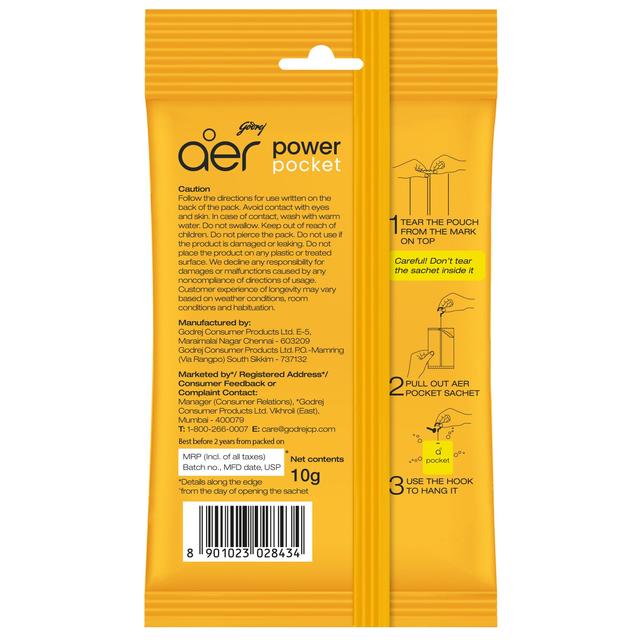 Godrej Aer Power Pocket Bathroom Fragrance -Bright Tangy Delight 10g - SW1hZ2U6MzIzOTU5Ng==