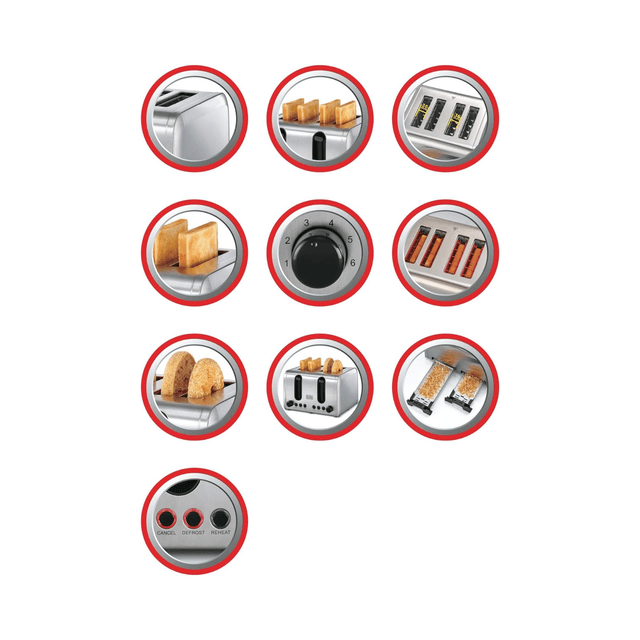 Black+Decker 4 Slice Stainless Steel Toaster, Silver - Et444-B5