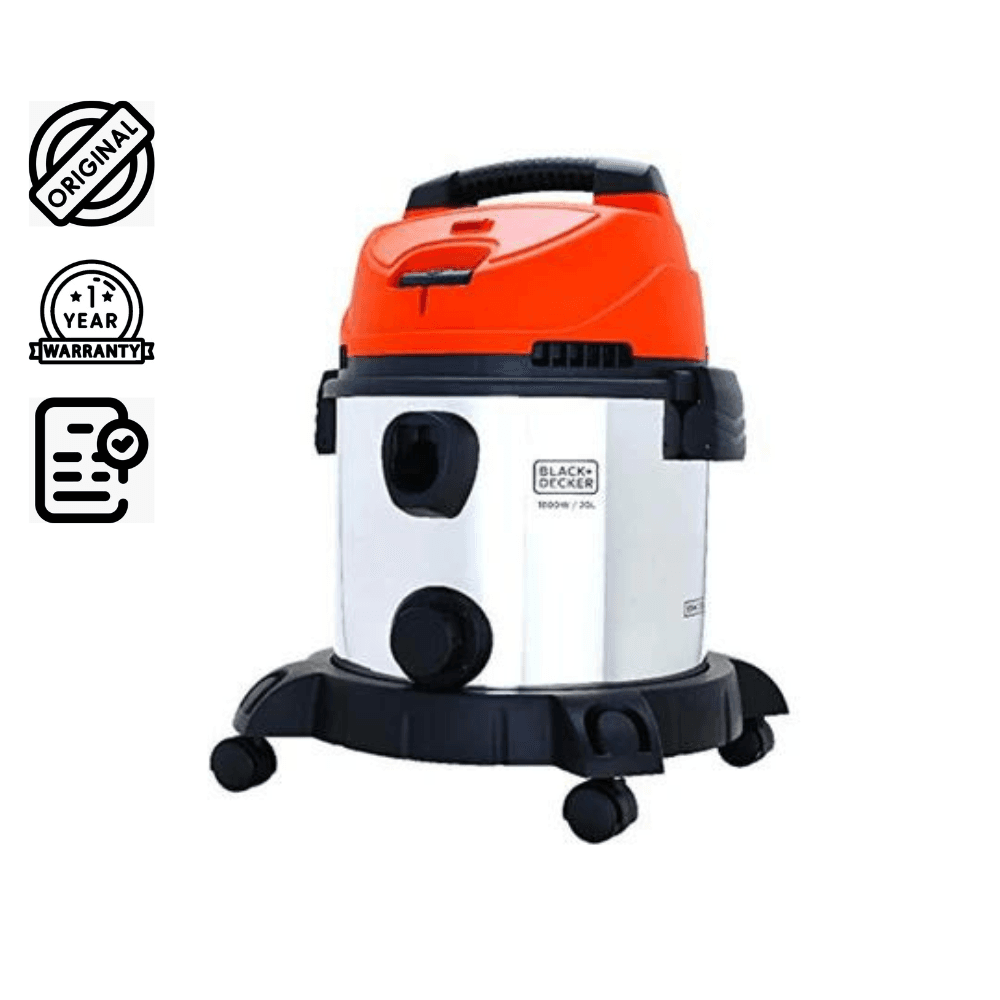 مكنسة جاف رطب برميل 1600 واط بلاك اند ديكر BLACK&DECKER Brown Box Drum Vacuum Cleaner Stainless Steel With Wet And Dry Function