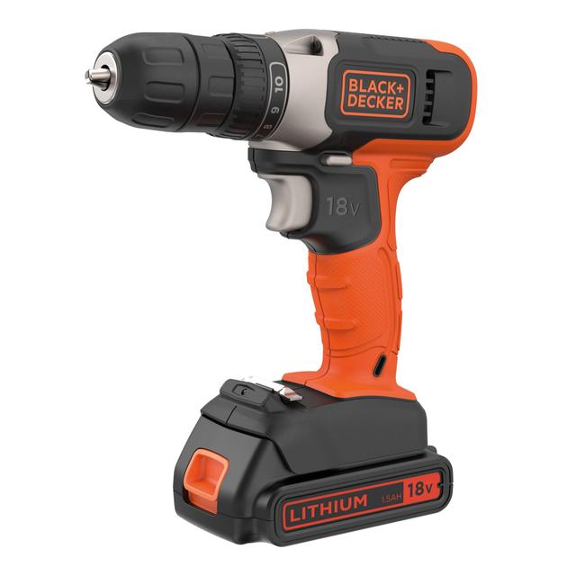 Black+Decker 18v 1.5ah Li-Ion Cordless Drill Driver For Wood Drilling & Screwdriving/Fastening, Orange/Black - SW1hZ2U6MzIzODI5NQ==