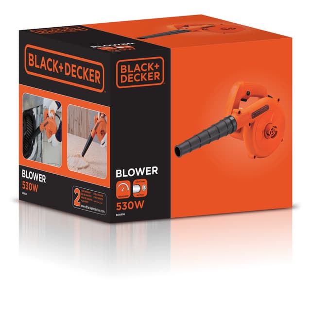 منفاخ هواء لأوراق الشجر والغبار 530 واط بلاك اند ديكر Black+Decker Air Blower And Suction Vacuum With Collection Bag