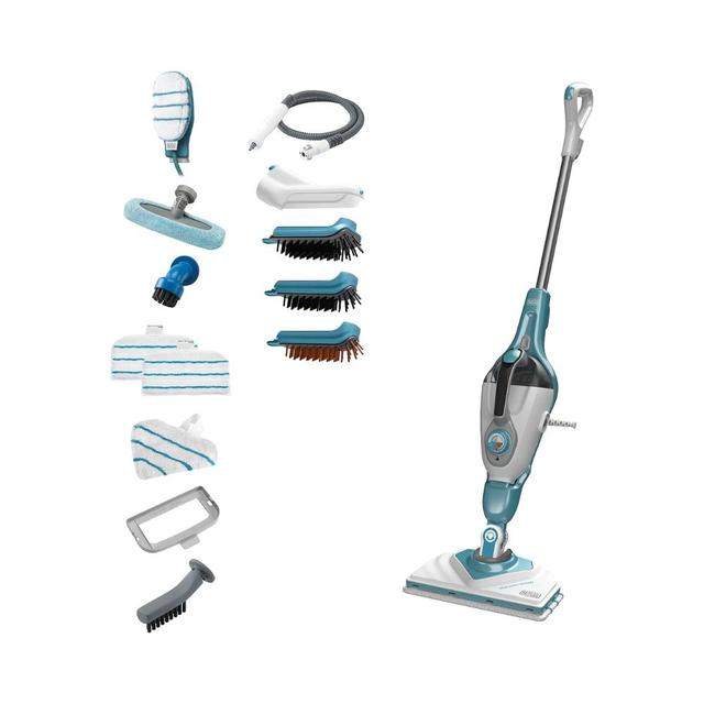 ممسحة بخار بلاك اند ديكر مع 15 ملحق 1600 واط Black+Decker 2-In-1 Steam-Mop With Delta Head
