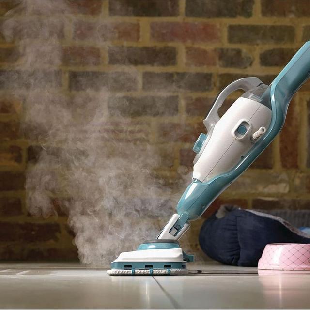 Black+Decker 2-In-1 Steam-Mop With Delta Head, Steamitt And 15 Accessories, 1600w, White/Aqua - SW1hZ2U6MzIzODY3OQ==