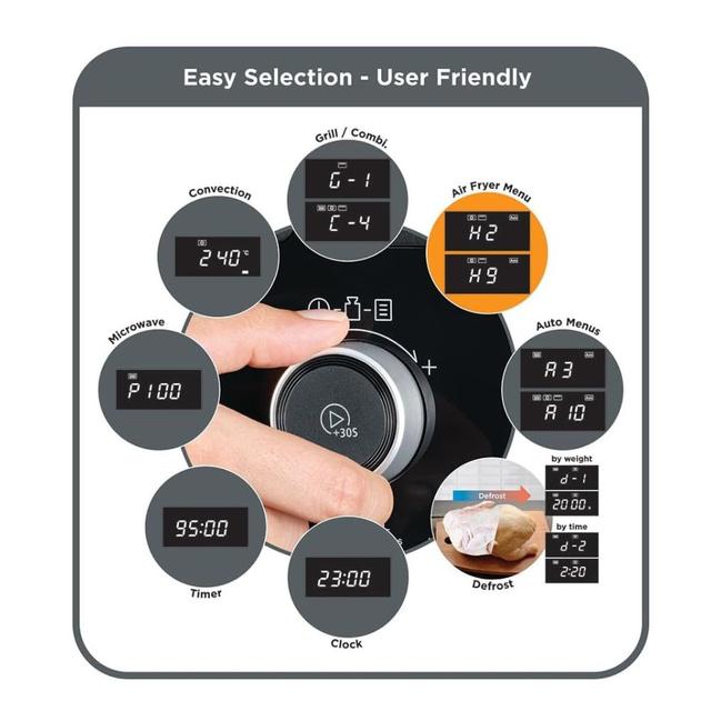 فرن ميكروويف رقمي 4 في 1 بسعة 29 لتر أسود بلاك اند ديكر Black+Decker 4-In-1 Digital Microwave Oven With Air FryerGrill & Convection 29l Mzaf2910-B5