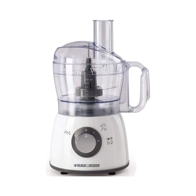 Black+Decker 400w 18 Functions Food Processor With 4 Accessories Stainless Steel Blades And 2 Speed Pulse Function, 1.2 Litre, White - SW1hZ2U6MzI0MDMwOQ==