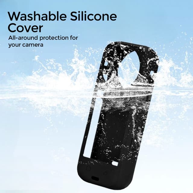 O Ozone Compatible Case for Insta360 X4 | Silicone Carrying Case with Guards Lens Cover Cap | Anti-drop Protective Accessories Cover for Insta360 X4 Action Camera Accessories - Red