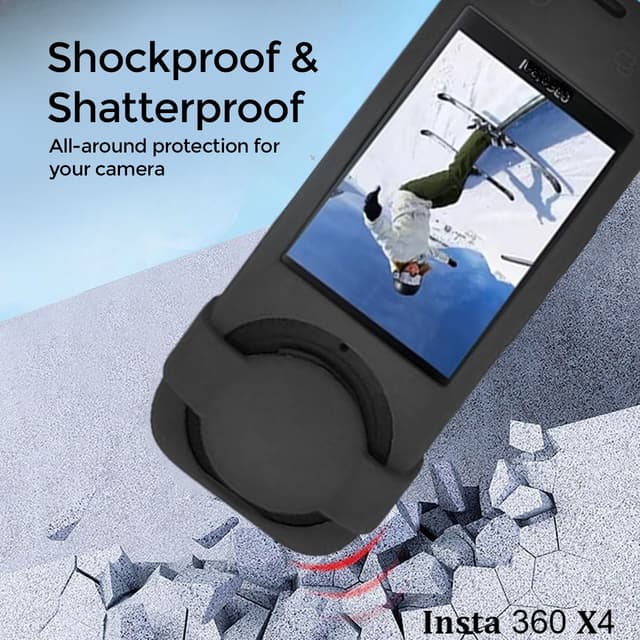 O Ozone Compatible Case for Insta360 X4 | Silicone Carrying Case with Guards Lens Cover Cap | Anti-drop Protective Accessories Cover for Insta360 X4 Action Camera Accessories - Red