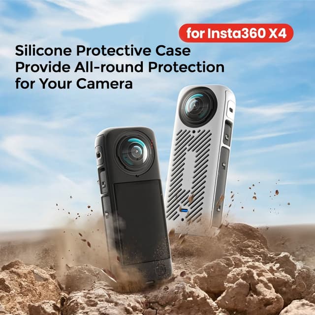 كفر حماية كاميرا انستا 360 X4 مع غطاء كاميرا وتعليقة سيليكون أسود او اوزون  O Ozone Compatible With Insta360 X4, Silicone Protective Cover Body Case - 701997