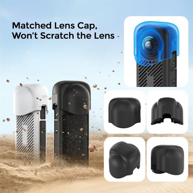 كفر حماية كاميرا انستا 360 X4 مع غطاء كاميرا وتعليقة سيليكون أسود او اوزون  O Ozone Compatible With Insta360 X4, Silicone Protective Cover Body Case - 701998