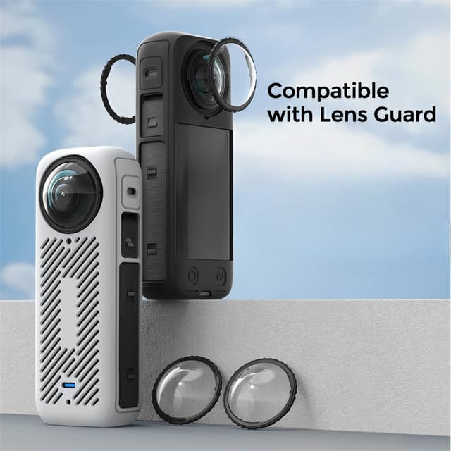 كفر حماية كاميرا انستا 360 X4 مع غطاء كاميرا وتعليقة سيليكون أسود او اوزون  O Ozone Compatible With Insta360 X4, Silicone Protective Cover Body Case - 702000